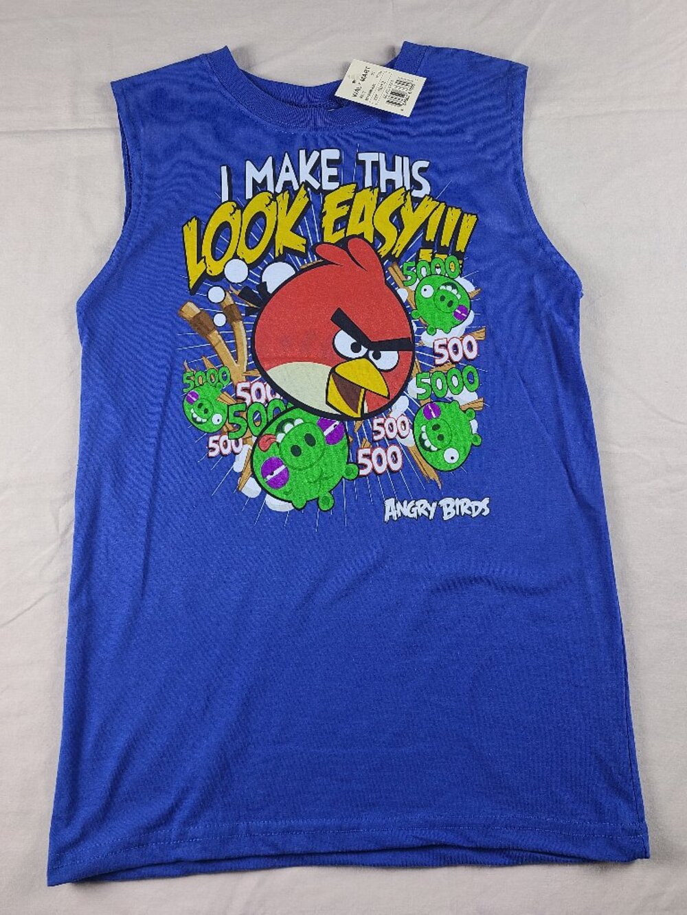 Angry Birds Sleeveless Shirt Boys 10/12 Blue